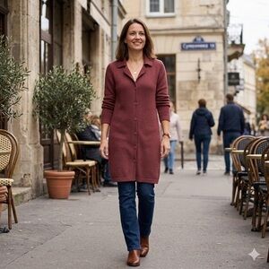 Made in Italy of Benetton Merino Wool Blend Burgundy Cardigan S